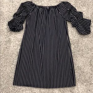 New blue/white stripe off shoulder dress